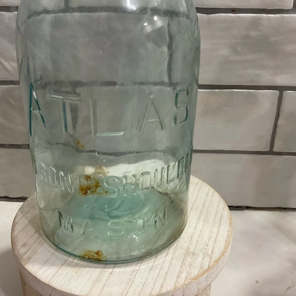 Atlas Vintage Glass Storage Jar with Gray Lid